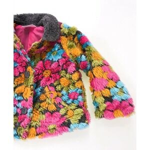 HANNA ANDERSSON 90‎ Floral Fuzzy STUNNING coat PLUSH 3t Girls Jacket